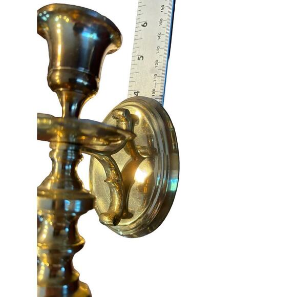 Vintage Pair Home Interior Wall Sconces, Brass - Picture 3 of 4